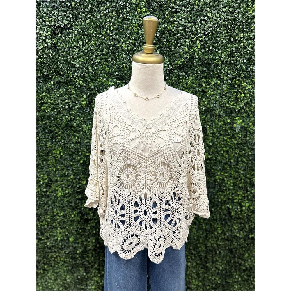 Arianna Beige Crochet Top