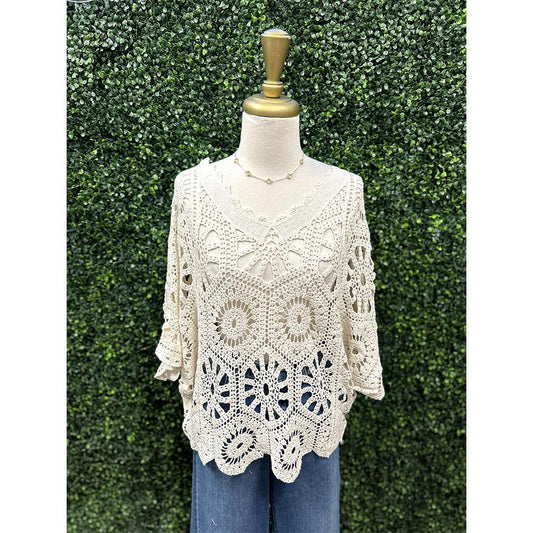 Arianna Beige Crochet Top