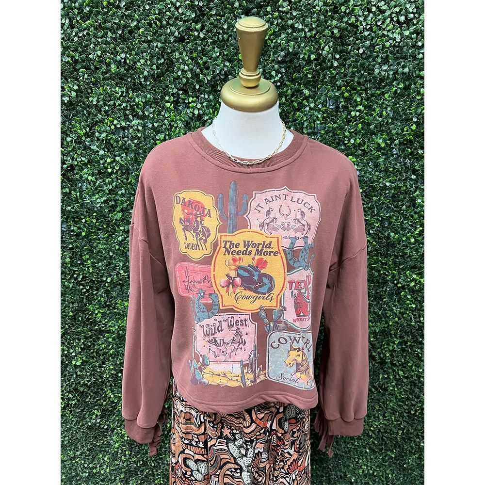 Willow Wild West Graphic Fringe Sweatshirt