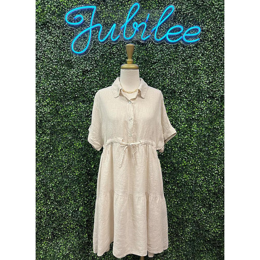 Feyre Beige Linen Dress