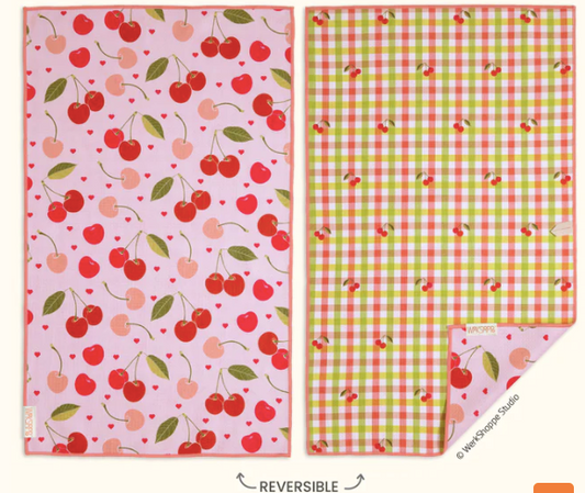 Cherry Hearts Microfiber Kitchen Dish Towel