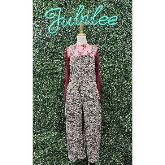 Leopard Denim Twill Overalls