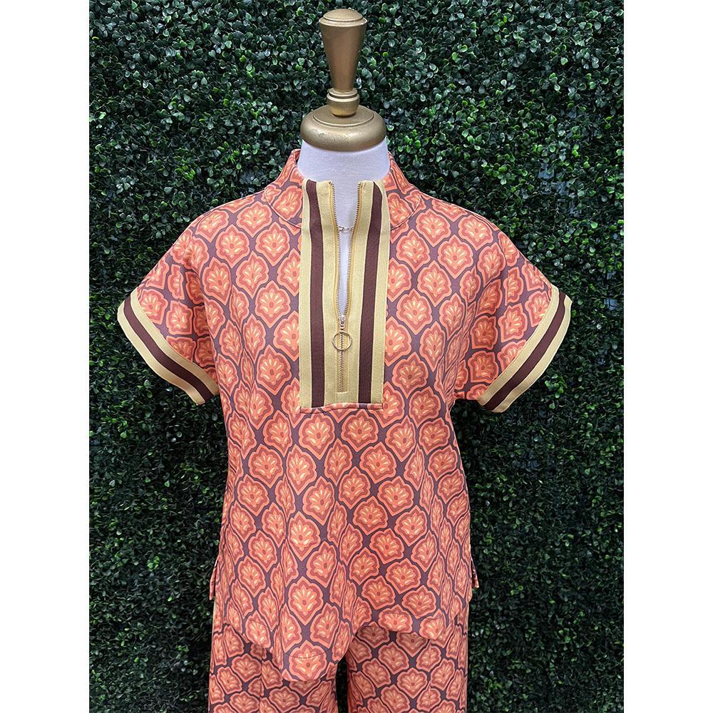 Orange Roma Pattern Top