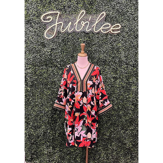 Kimie Floral Print Kaftan Dress