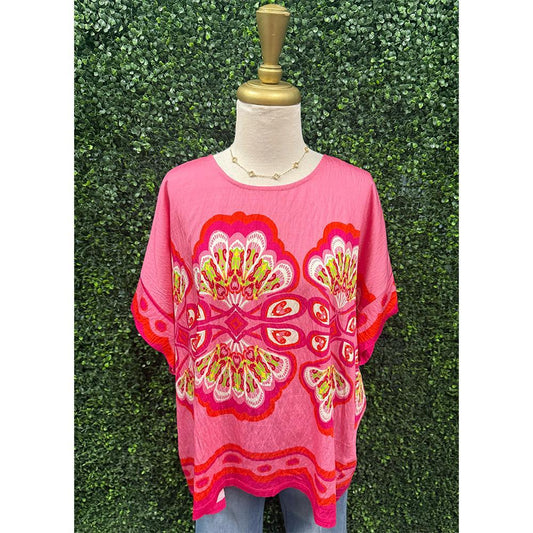Fuchsia Mix Medallion Top