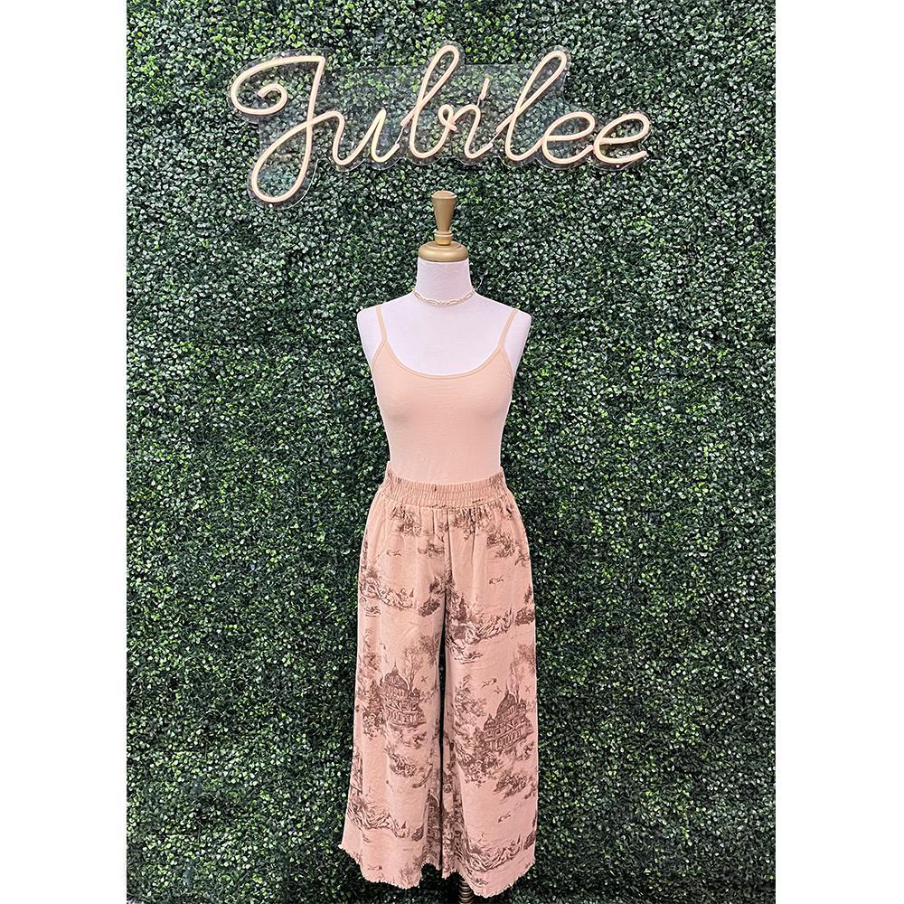 Latte Wide Leg Washed Corduroy Pants