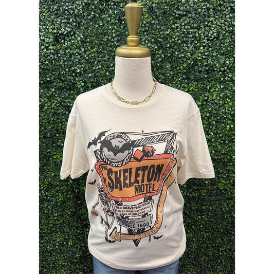 Skeleton Motel Bling Halloween Tee