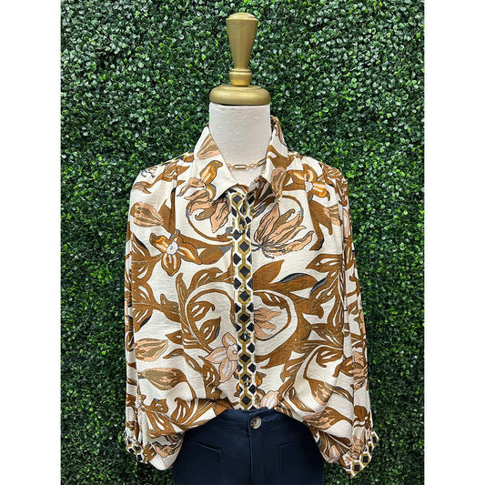 Natasha Contrasting Floral Button Down