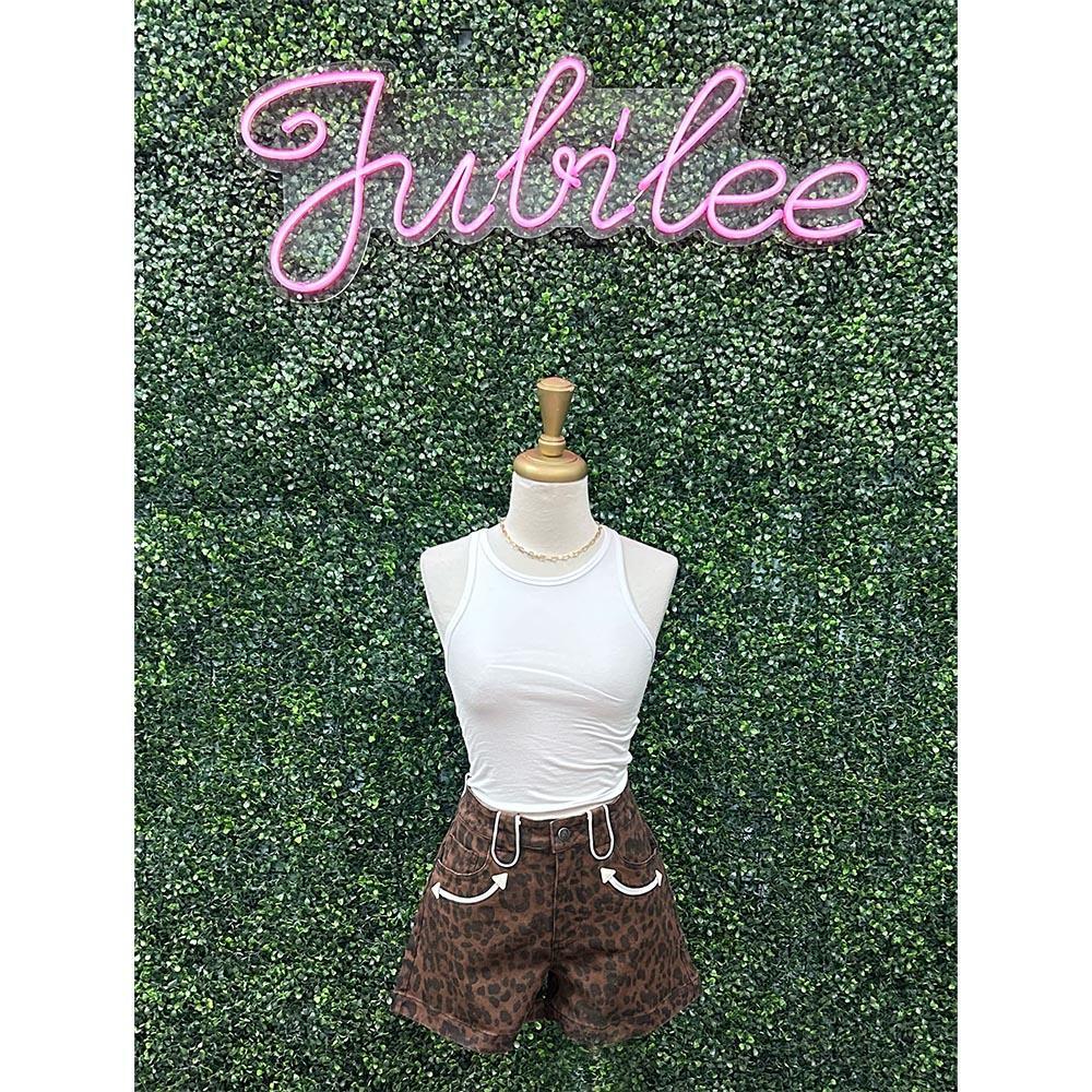 Adeline Leopard Western Shorts