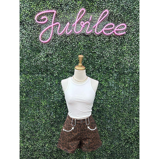 Adeline Leopard Western Shorts