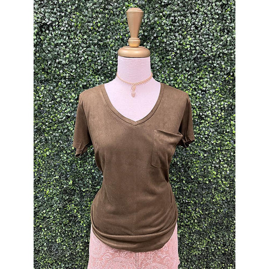 Vineyard Phoenix Suede V-Neck Pocket Tee