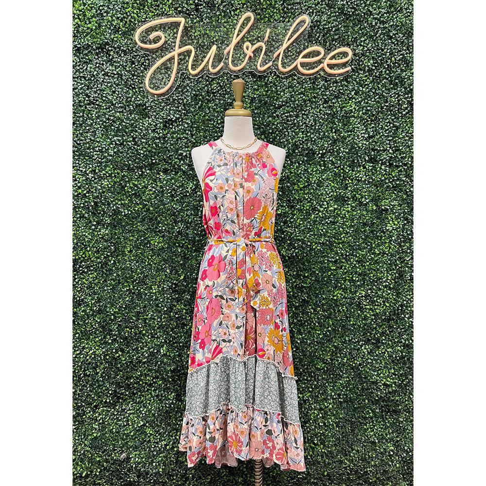 Jolie Floral Halter Neck Maxi Dress