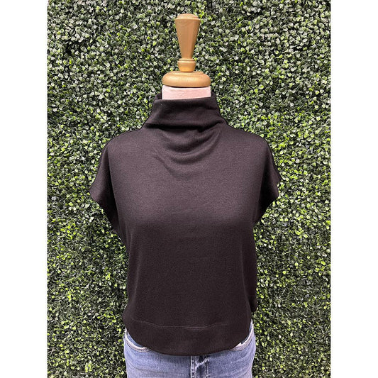 Anabelle Black Mock Neck Pullover Top