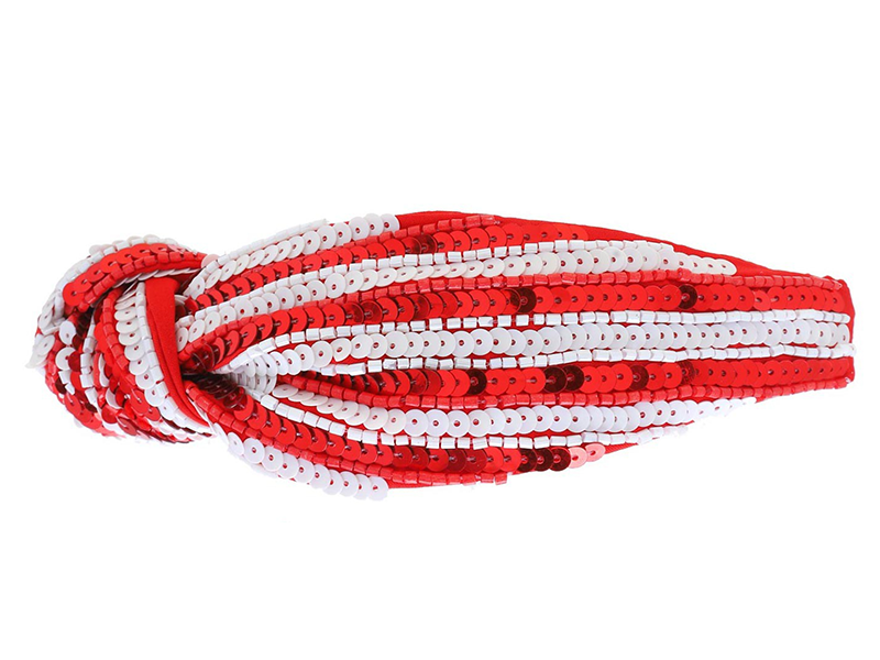 Red & White Sequin Knot Headband