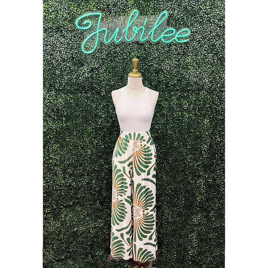 Kelly Green Print Bottoms