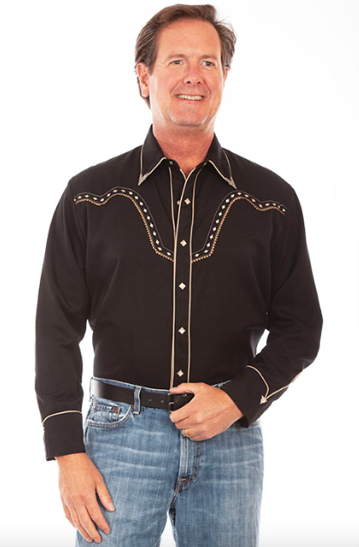 Black Western Button Snap Shirt By Scully