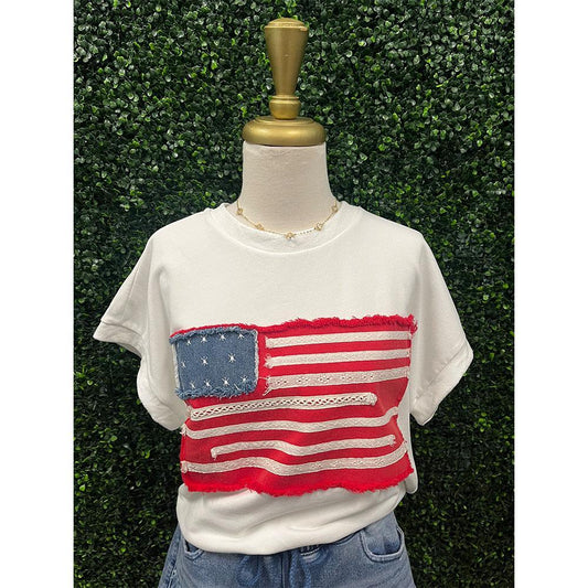 Off White American Flag Patch Tee