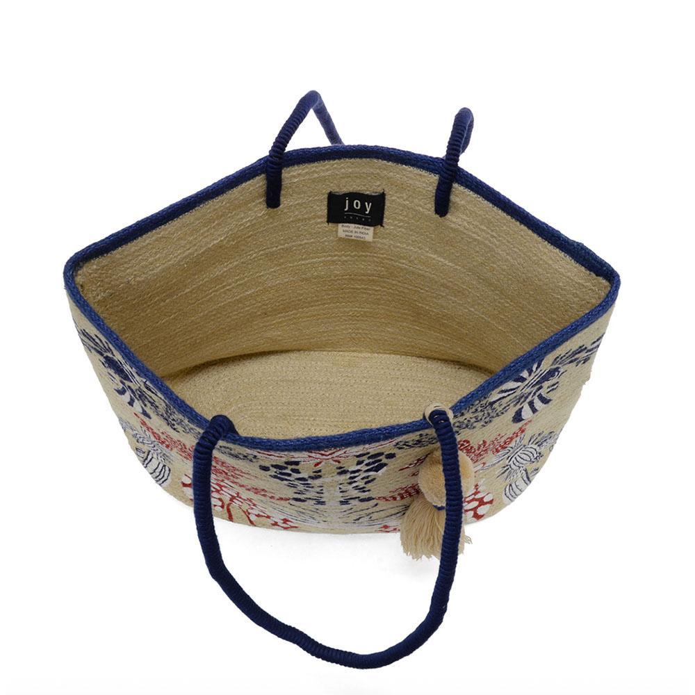 Multi Painted Birds Avis Jute Tote With Tassel