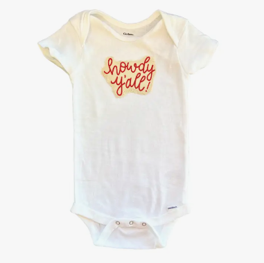 Howdy Y'all Embroidered White Baby Onesie