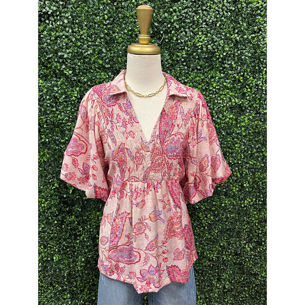 Presley Pink Paisley Top