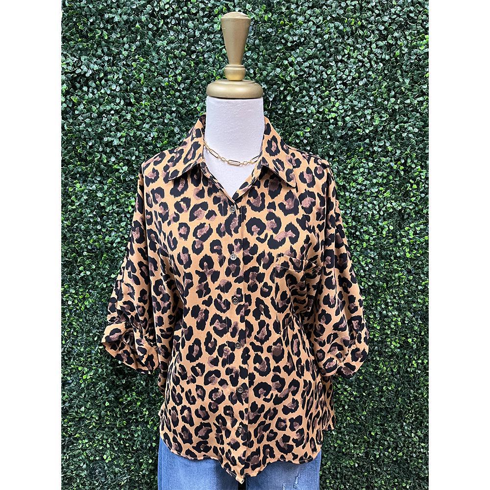 Cheetah Button Down Top