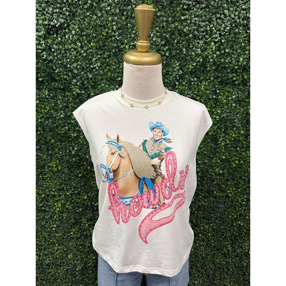 Glitter Howdy Cowboy Sleeveless Top