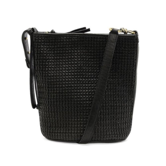 Black Collins Crossbody Bucket Braided Bag