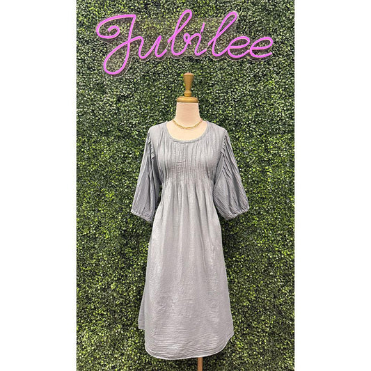 Lydia Grey-Blue Cotton Dress