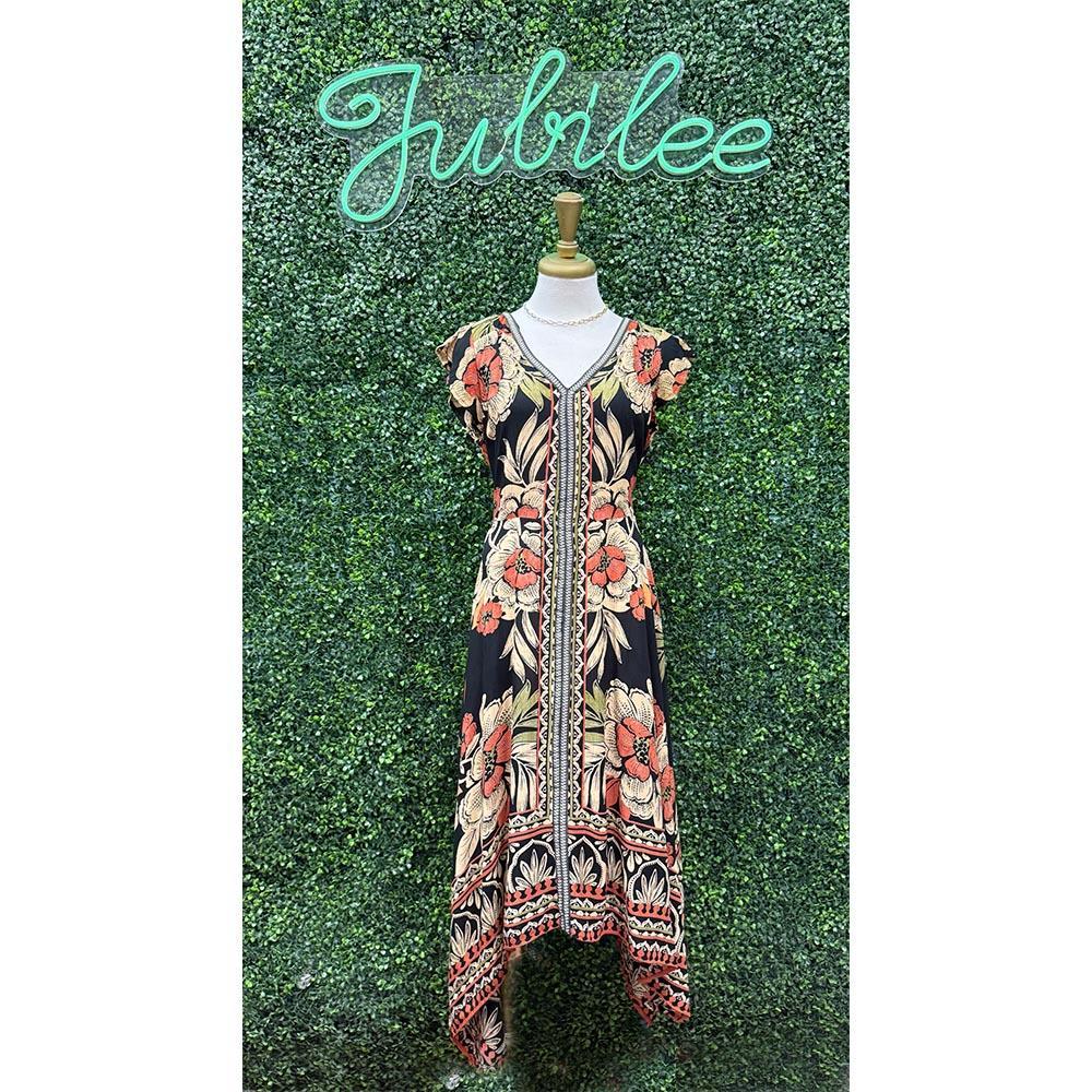 Franchesca Fluttery Cap Sleeve V-Neck Dress