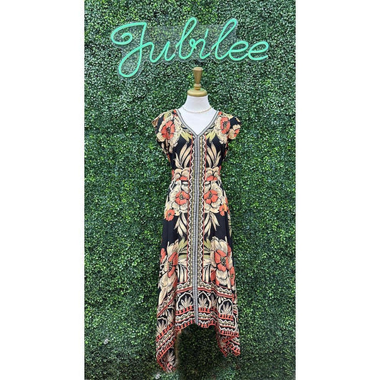 Franchesca Fluttery Cap Sleeve V-Neck Dress