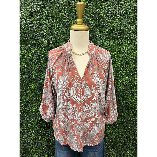 Dahlia Dusty Rose Velvet Top