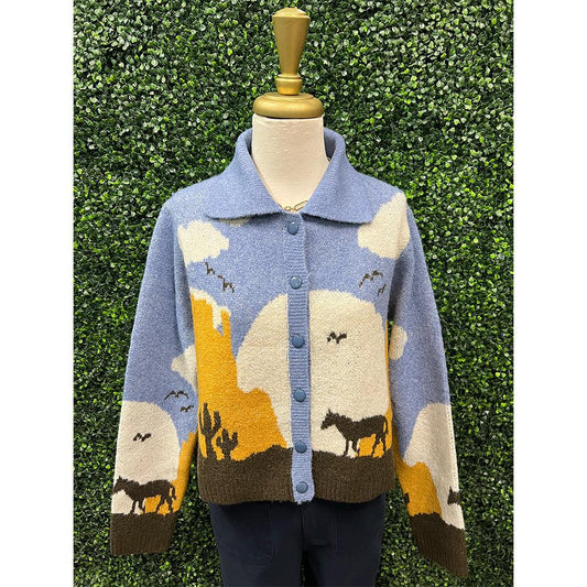 Chambray Horse Knit Cardigan