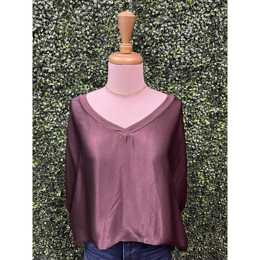 Dark Brown Woven Satin Top