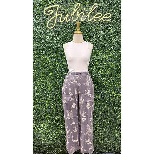 Natasha Navy Western Wide Leg Pants