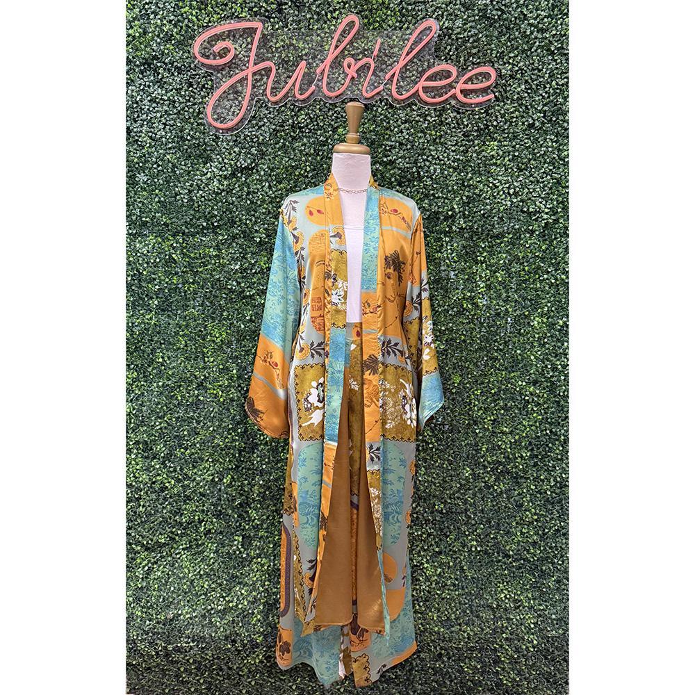 Golden Tapestry Kimono Duster