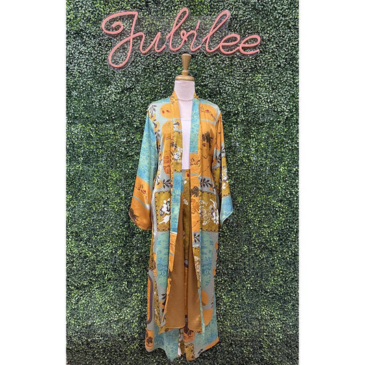Golden Tapestry Kimono Duster