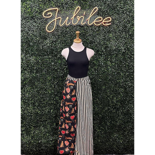 Sloane Mixed Graphic & Stripe Wide Leg Pants