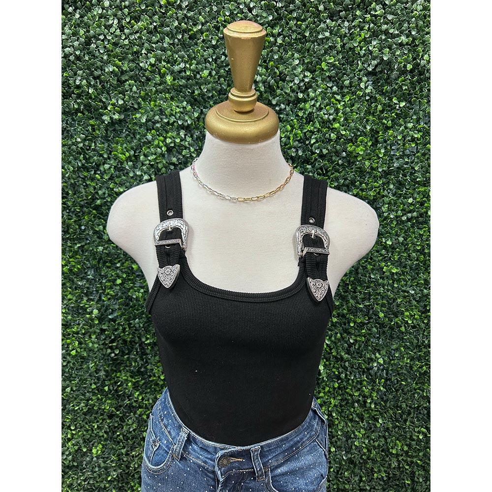 Black Western Buckle Bodysuit
