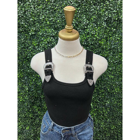 Black Western Buckle Bodysuit