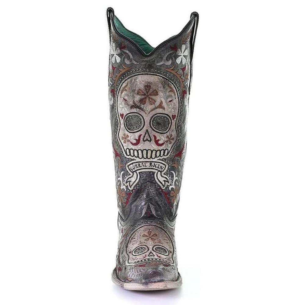 Corral Skulls & Florals Cowboy Boots E1587