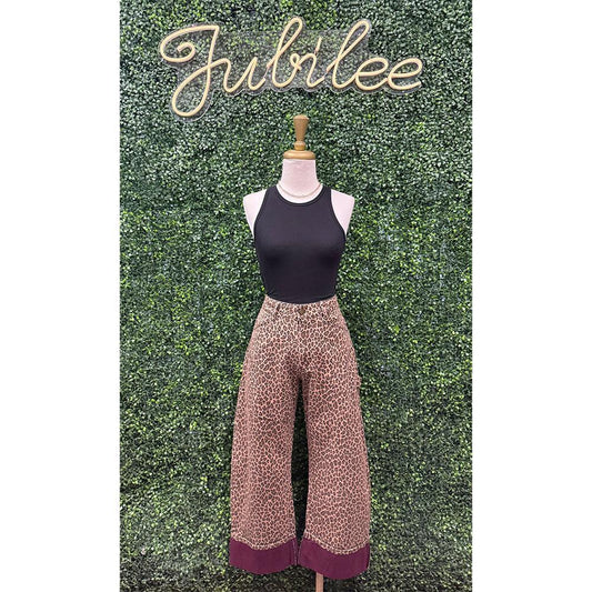 Bria Burgundy Leopard Pants