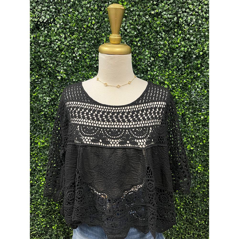Gemma Black Crochet Top