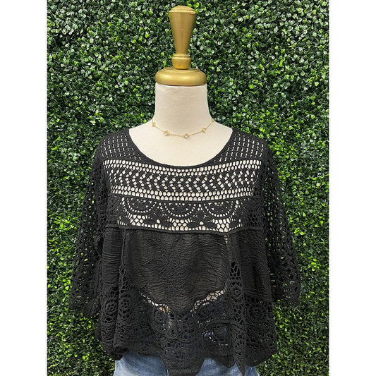 Gemma Black Crochet Top