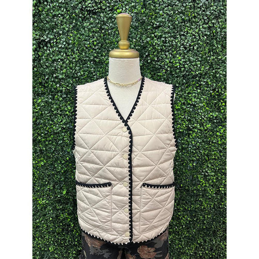 Sand Button Up Quilted Vest