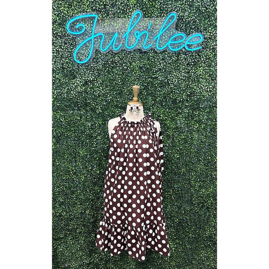 Vania Brown Polka-Dot Mini Dress