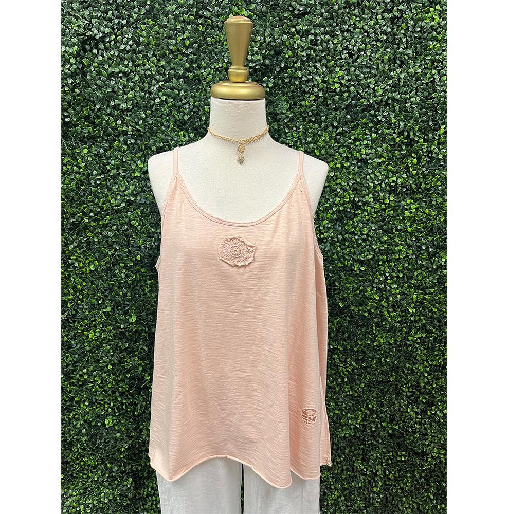 Pink Natural Cami W/ Lace