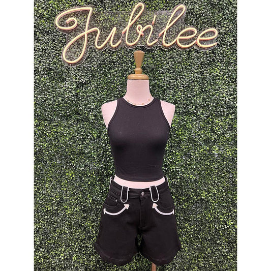 Adeline Black Western Shorts