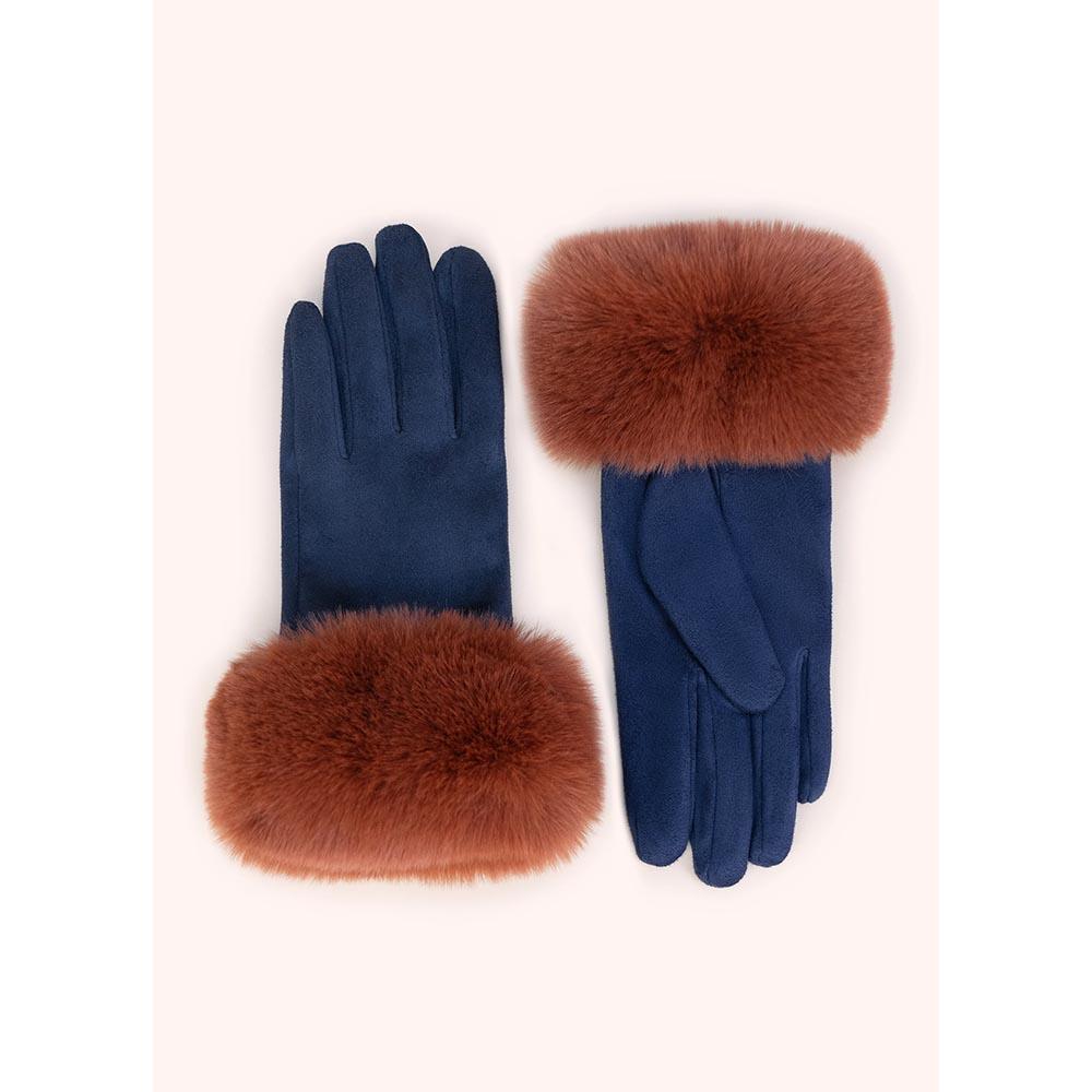 Navy Bettina Faux Fur Gloves
