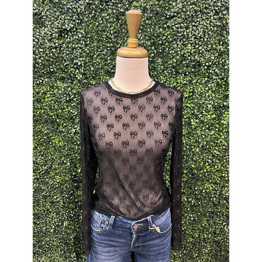 Black Bow Sheer Top