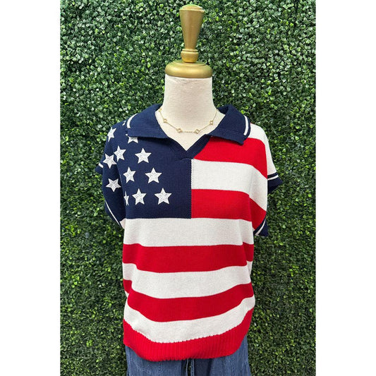 Lana Stars & Stripes Polo Top